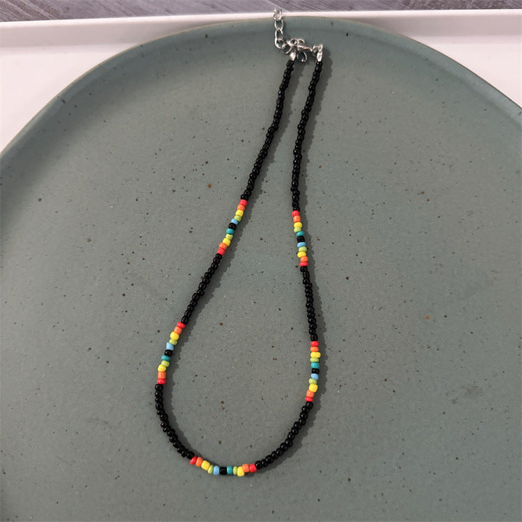 Multi-Wear Rainbow Accent Seed Bead Necklace