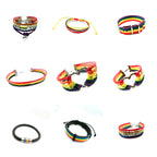 Bohemian 9-Piece Rainbow Multi-Layer Bracelet Set - Adjustable Hand-Woven Cords & Leather