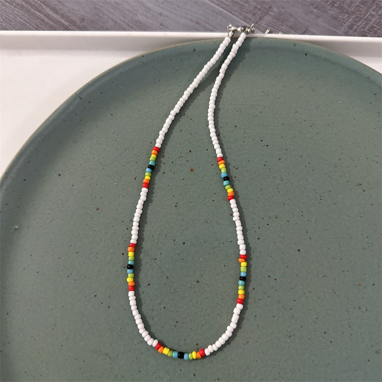 Multi-Wear Rainbow Accent Seed Bead Necklace