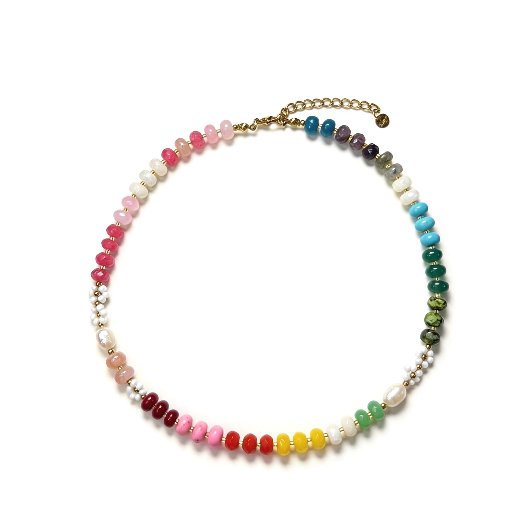 Vibrant Rainbow Natural Stone NecklacVibrant Rainbow Natural Stone Necklace