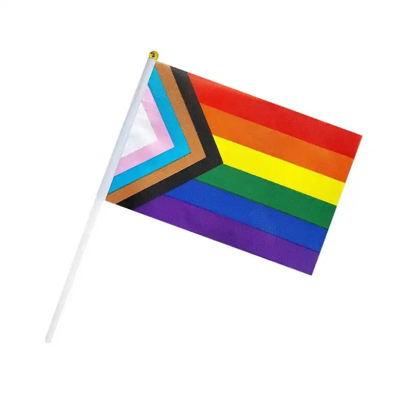 Vibrant Rainbow Hand-held Flag Set - 60 Pieces for Events & Pride