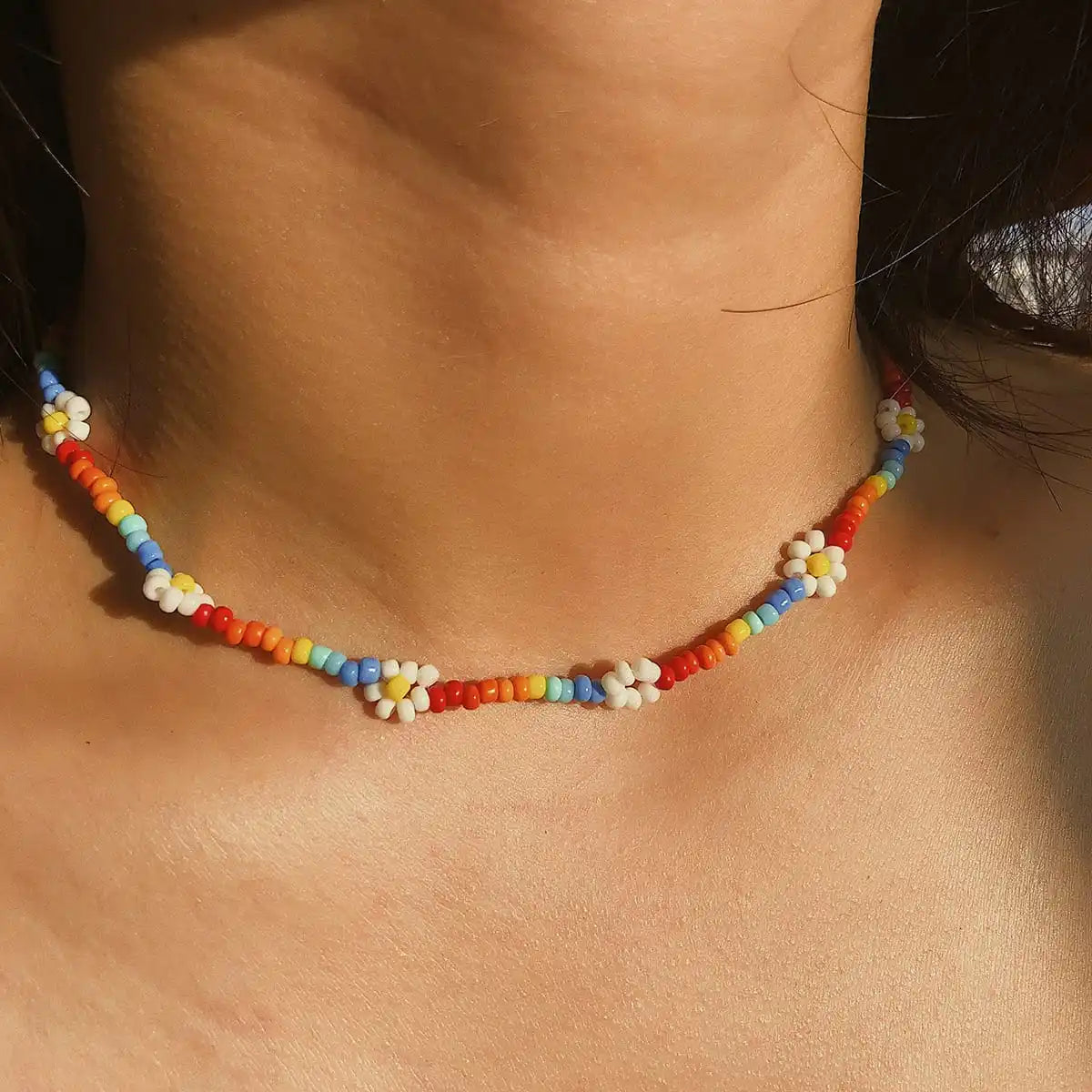 Rainbow Daisy Necklace & Bracelet Set