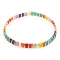 Bohemian Handmade Tila Bead Elastic Bracelet - Colorful Geometric Jewelry