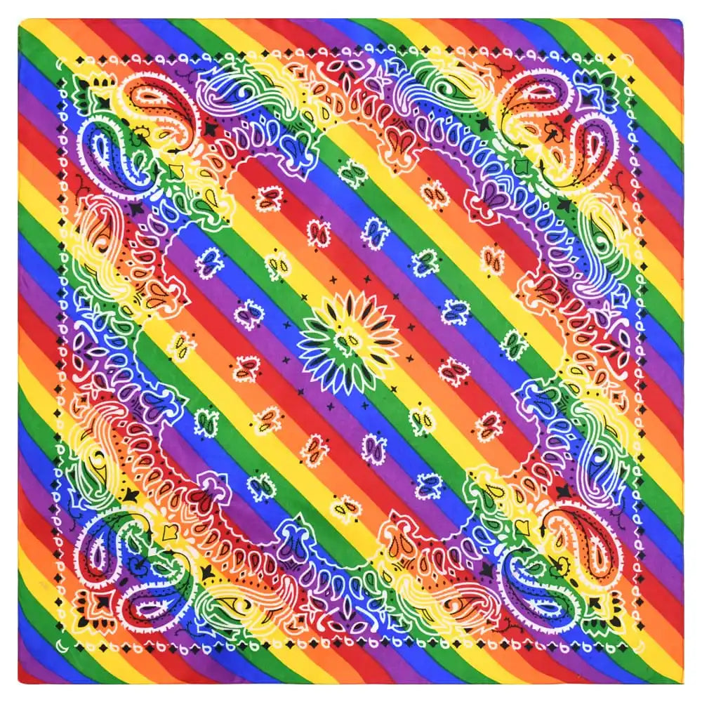 Vibrant Rainbow Bandana Set - 4 Pack Multi-Pattern Square Headwraps