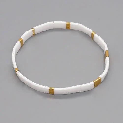 Bohemian Handmade Tila Bead Elastic Bracelet - Colorful Geometric Jewelry