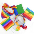 Vibrant Rainbow Bandana Set - 4 Pack Multi-Pattern Square Headwraps