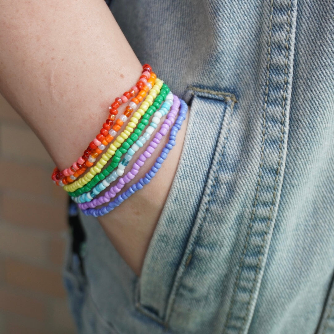 Rainbow Beaded Stackable Bracelet Set (7pcs)