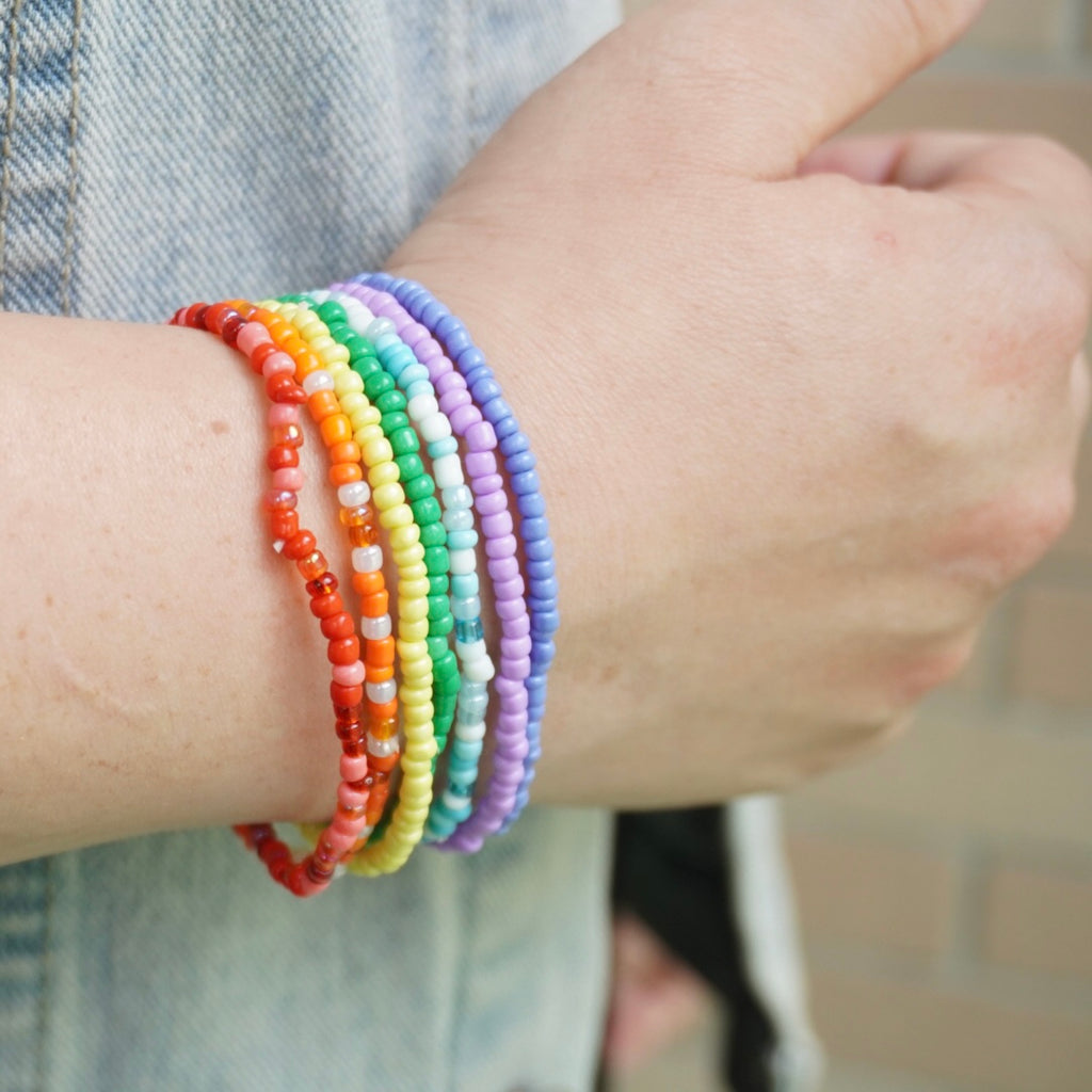 Rainbow Beaded Stackable Bracelet Set (7pcs)