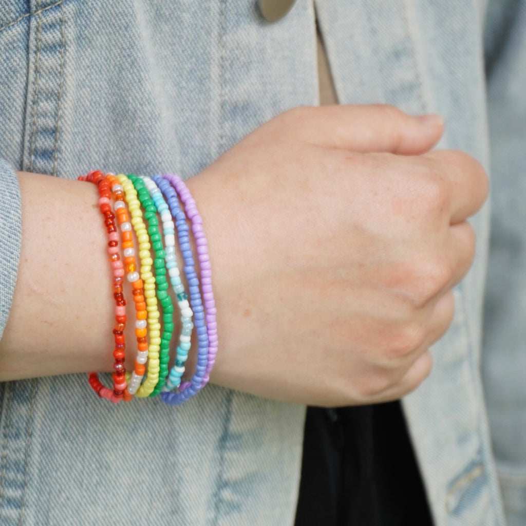 Rainbow Beaded Stackable Bracelet Set (7pcs)