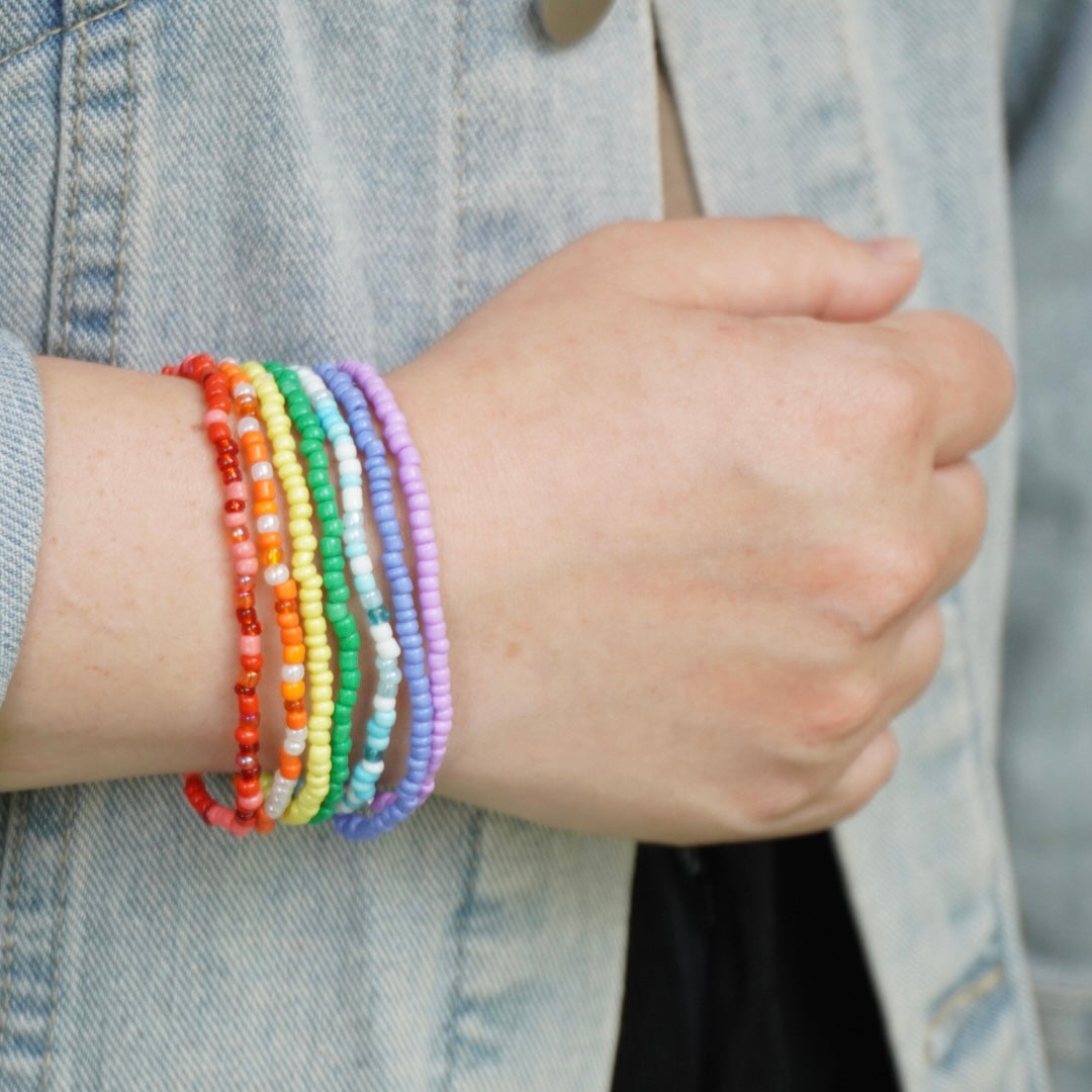 Rainbow Beaded Stackable Bracelet Set (7pcs)