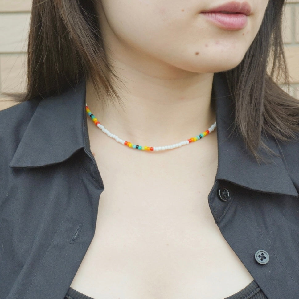 Multi-Wear Rainbow Accent Seed Bead Necklace