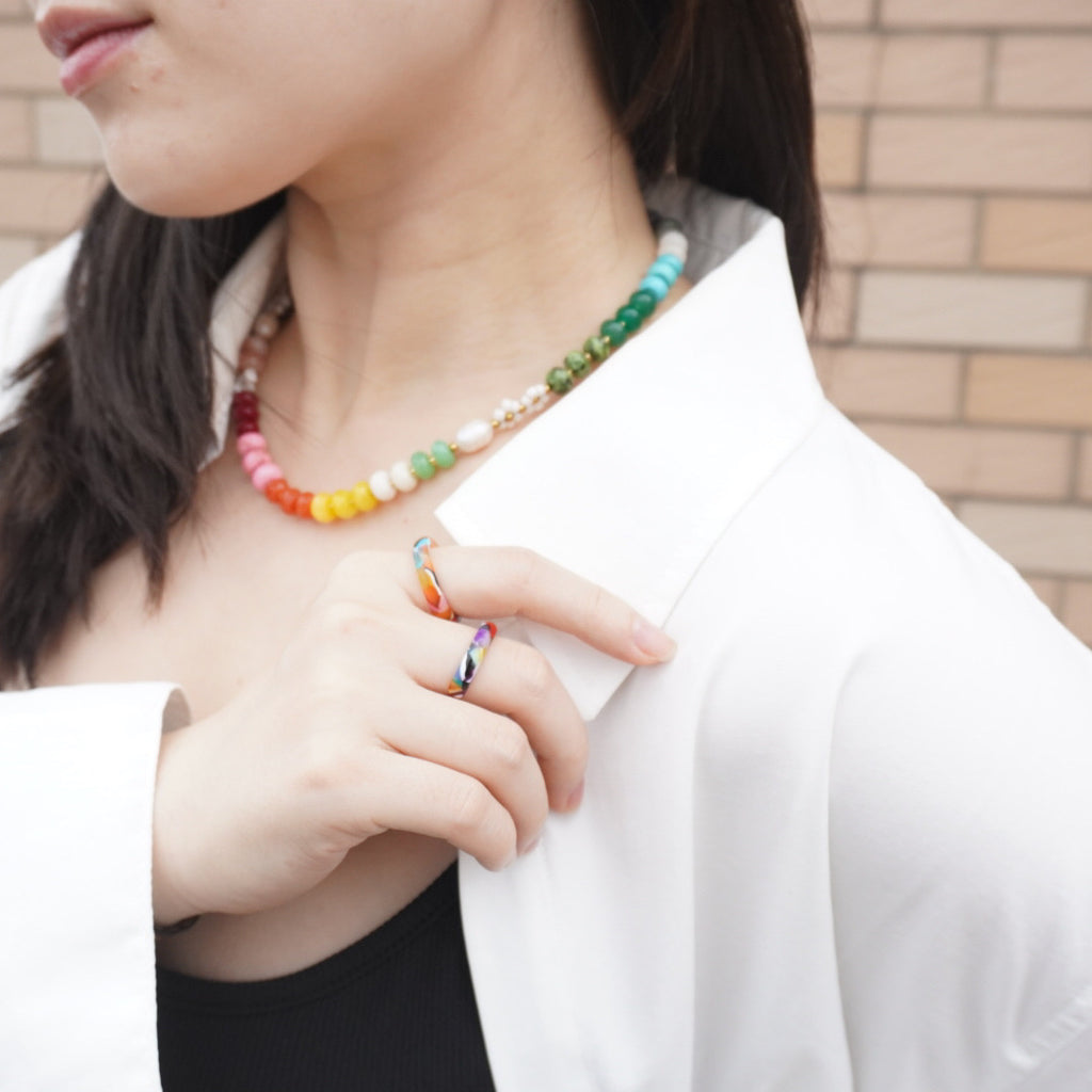 Rainbow Acetate Stackable Ring Set