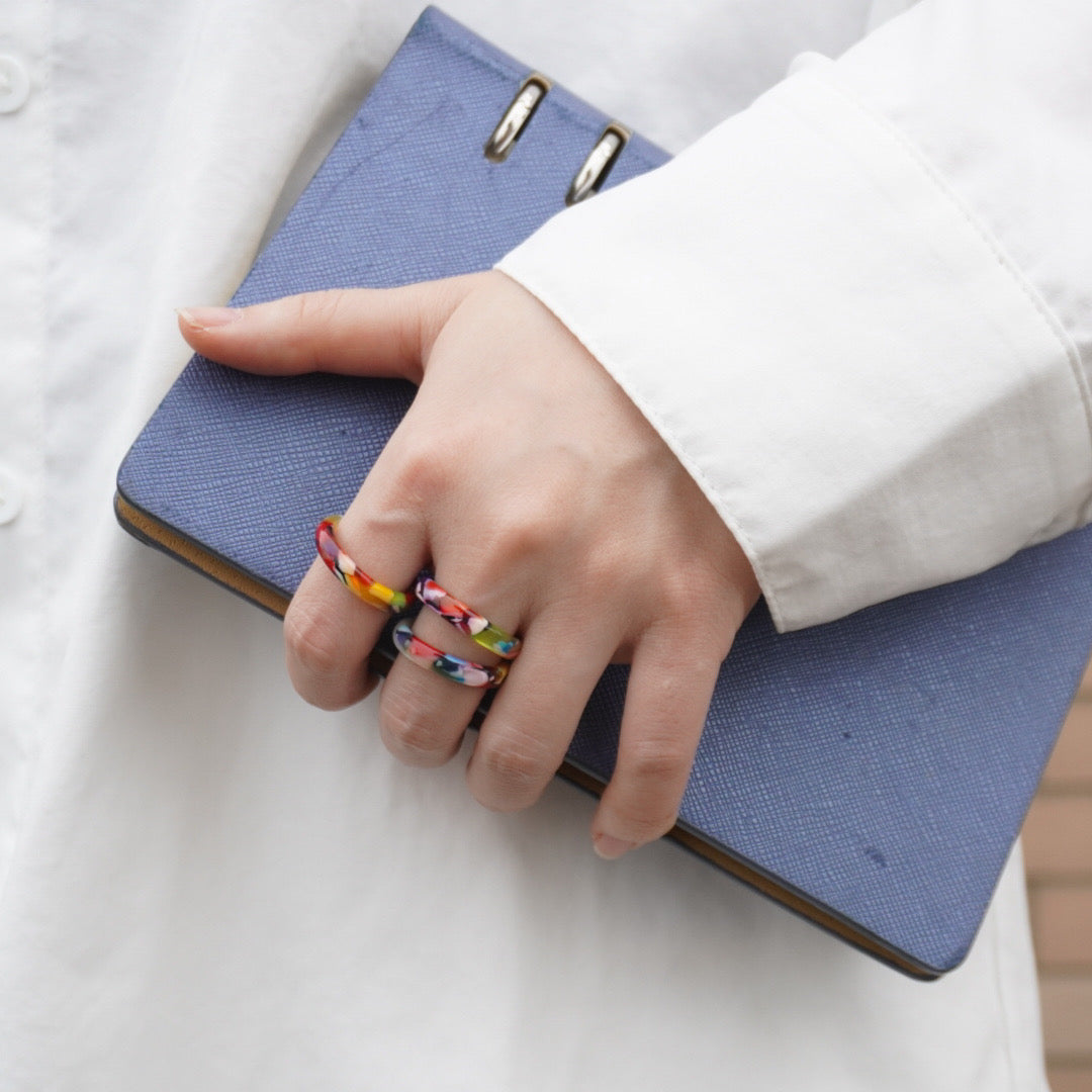 Rainbow Acetate Stackable Ring Set