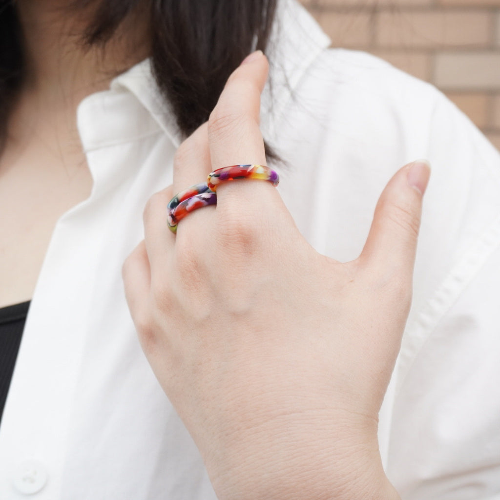 Rainbow Acetate Stackable Ring Set
