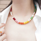 Vibrant Rainbow Natural Stone NecklacVibrant Rainbow Natural Stone Necklace