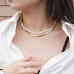 Multi-Wear Rainbow Accent Seed Bead Necklace