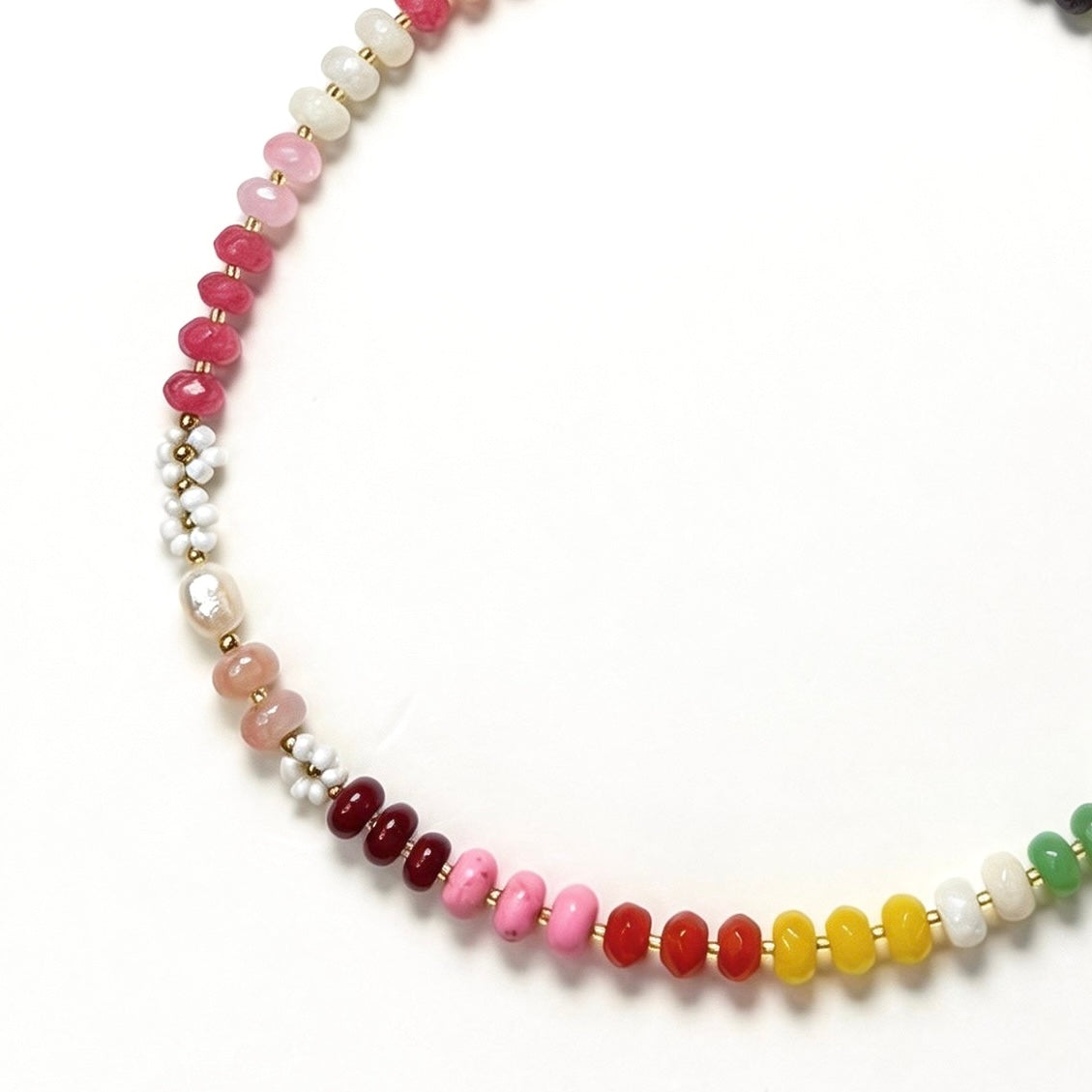 Vibrant Rainbow Natural Stone NecklacVibrant Rainbow Natural Stone Necklace