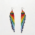 Colorful Seed Bead Dangle Earrings - Handmade Rainbow Boho Jewelry