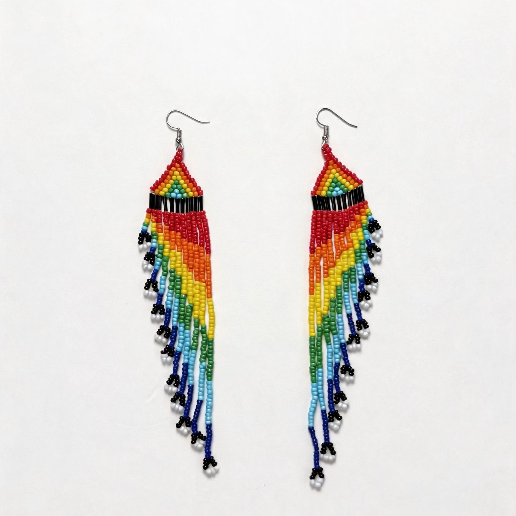 Colorful Seed Bead Dangle Earrings - Handmade Rainbow Boho Jewelry