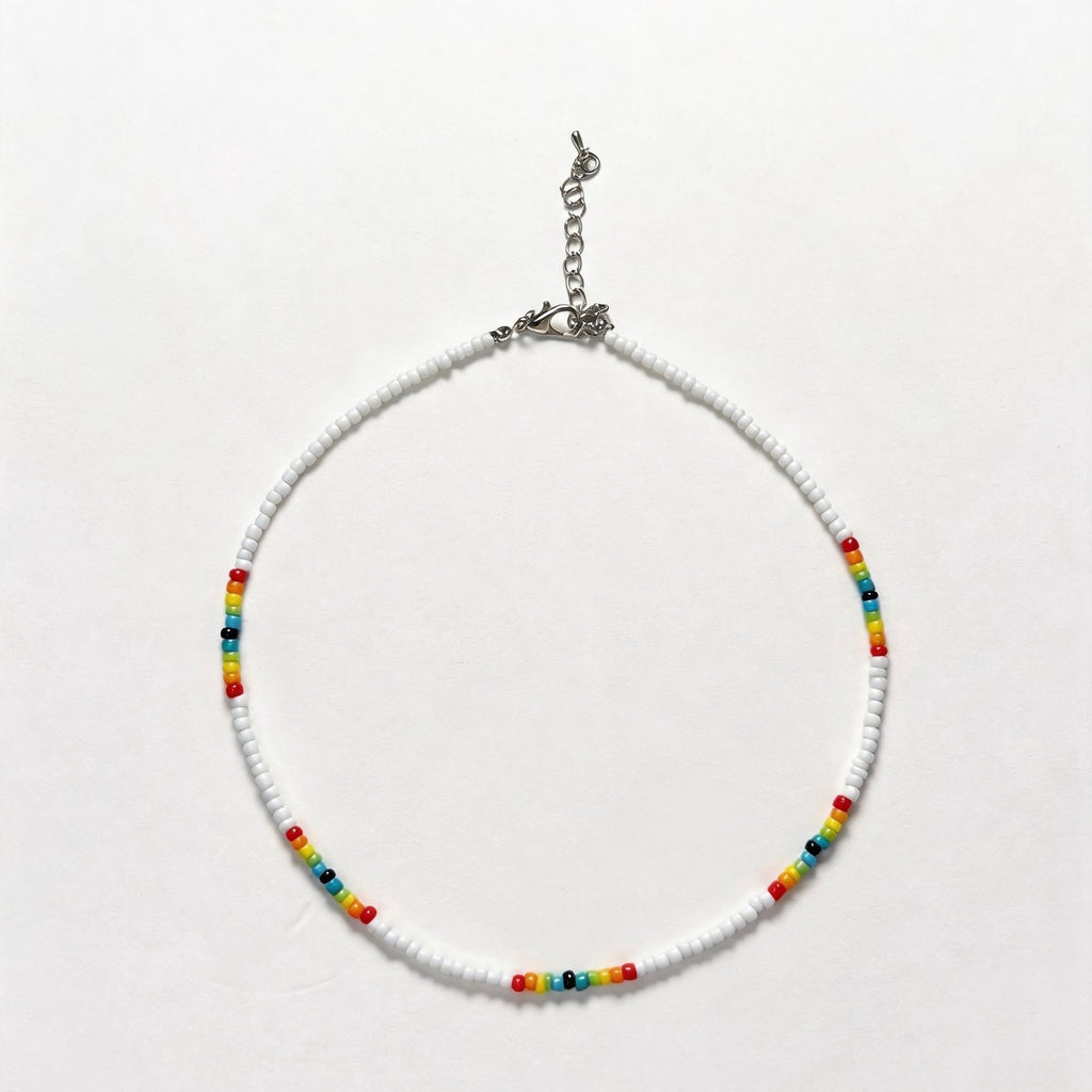Multi-Wear Rainbow Accent Seed Bead Necklace