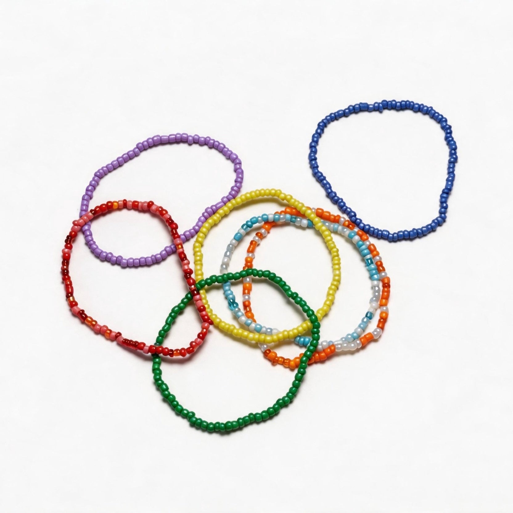 Rainbow Beaded Stackable Bracelet Set (7pcs)