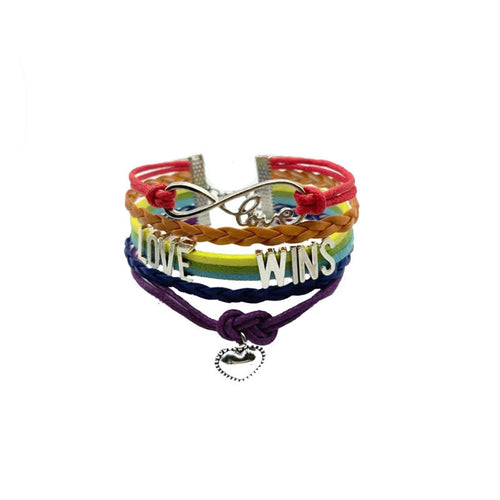 Bohemian 9-Piece Rainbow Multi-Layer Bracelet Set - Adjustable Hand-Woven Cords & Leather