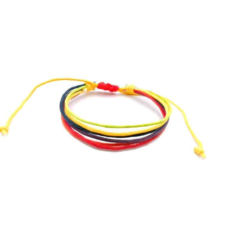 Bohemian 9-Piece Rainbow Multi-Layer Bracelet Set - Adjustable Hand-Woven Cords & Leather