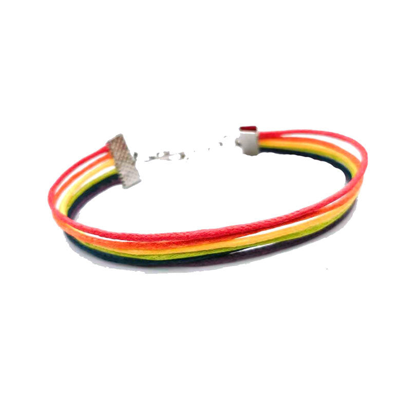 Bohemian 9-Piece Rainbow Multi-Layer Bracelet Set - Adjustable Hand-Woven Cords & Leather